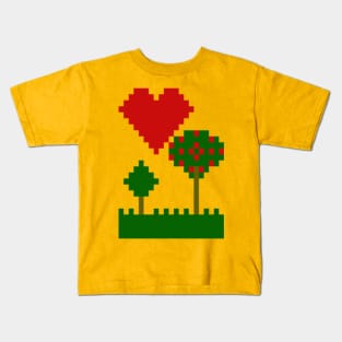 Hearts and Trees Nature Pixels Kids T-Shirt